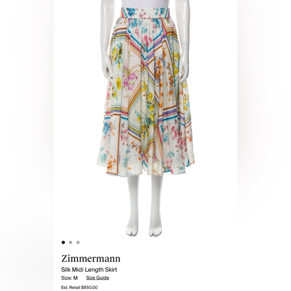 ZIMMERMANN - 100% Silk Midi Skirt